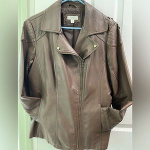 Vintage Brown Faux Leather Jacket ~ Women’s XL